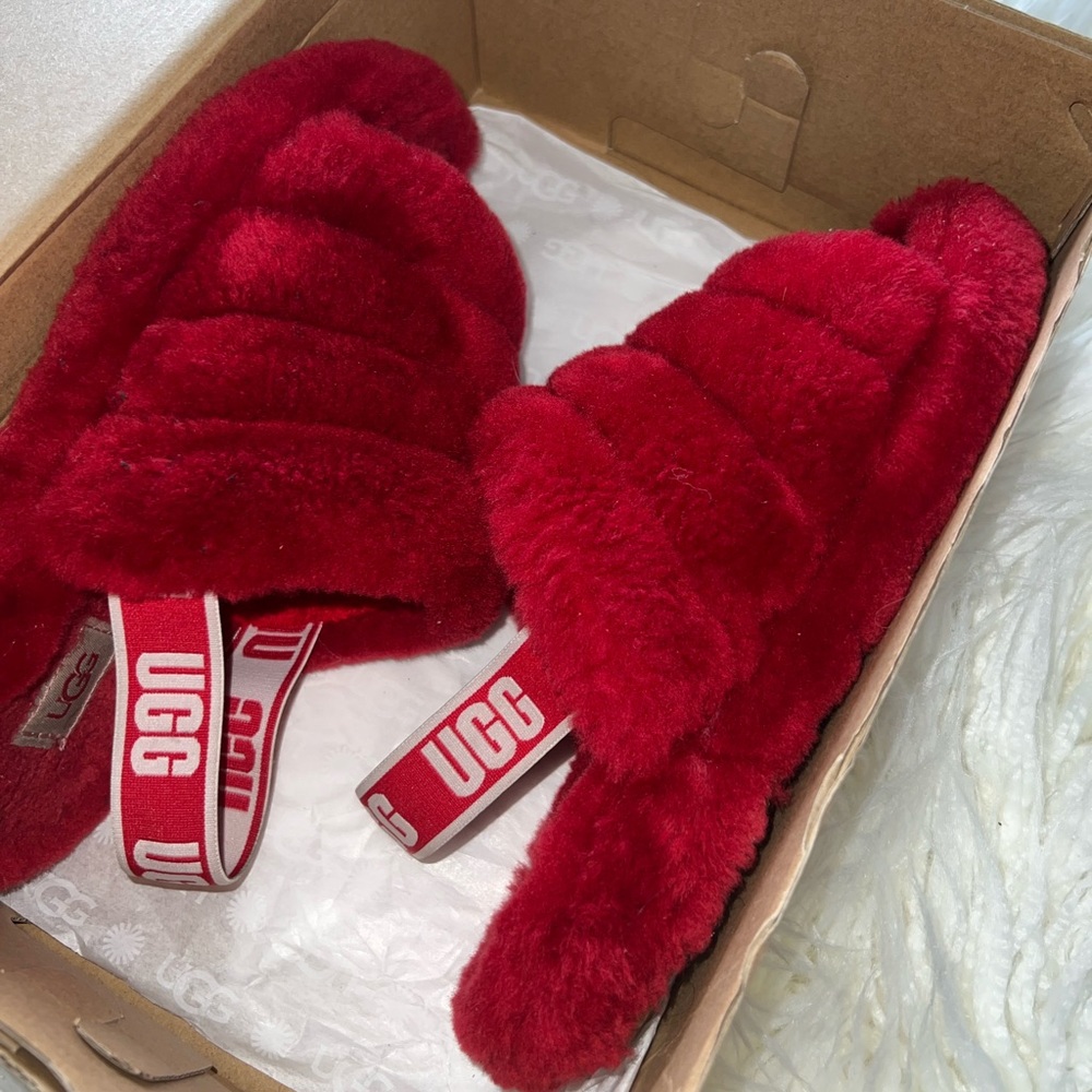 Red ugg slides